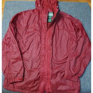 LL Bean Women's Windbreaker Rain Jacket Full Zip Hooded Size XL Fleece Lined